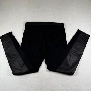 The Fisher Project Eileen Fisher Black Lamb Leather Front Mixed Media Leggings M
